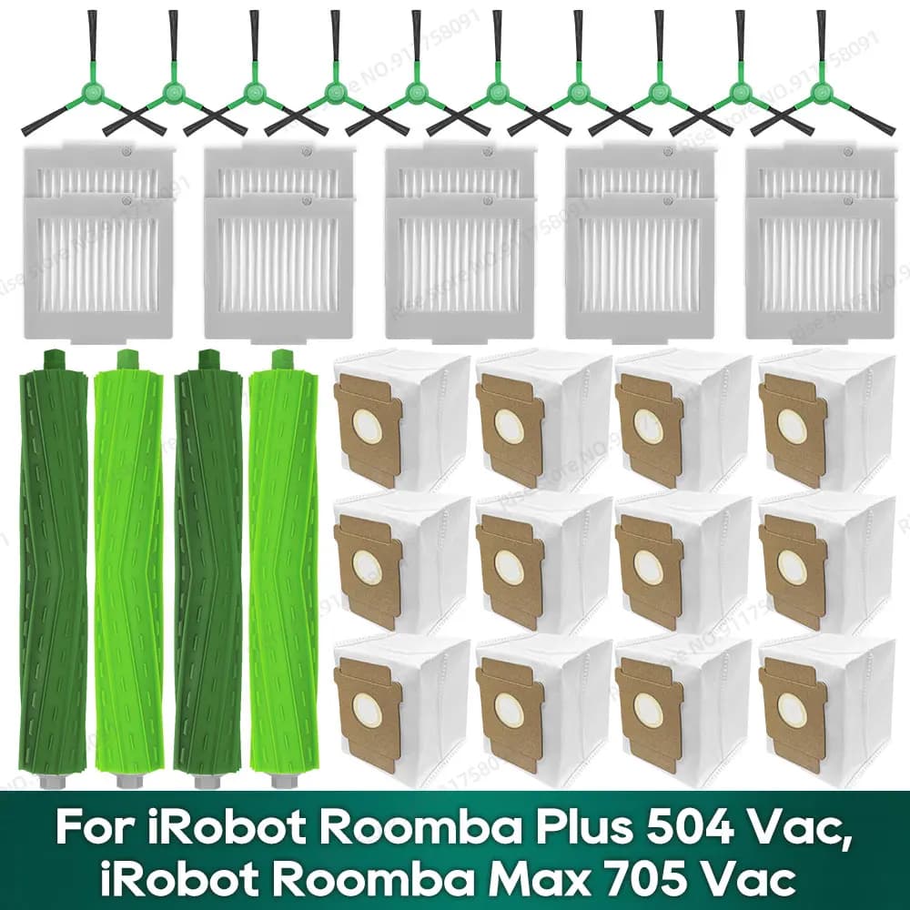 Compatibile con iRobot Roomba Max 705 Vac / Roomba Plus 504 Vac Pezzi di ricambio Spazzola principale Filtro Sacchetto per la polvere Accessori