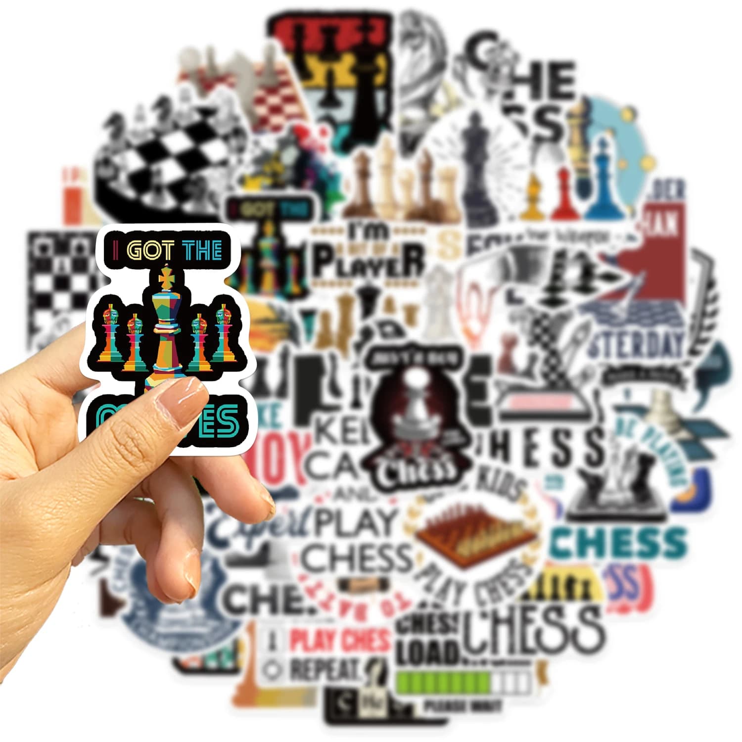 50 pezzi gioco di scacchi adesivi per album diario fai da te laptop bagagli skateboard graffiti decalcomania divertenti giocattoli classici alla moda