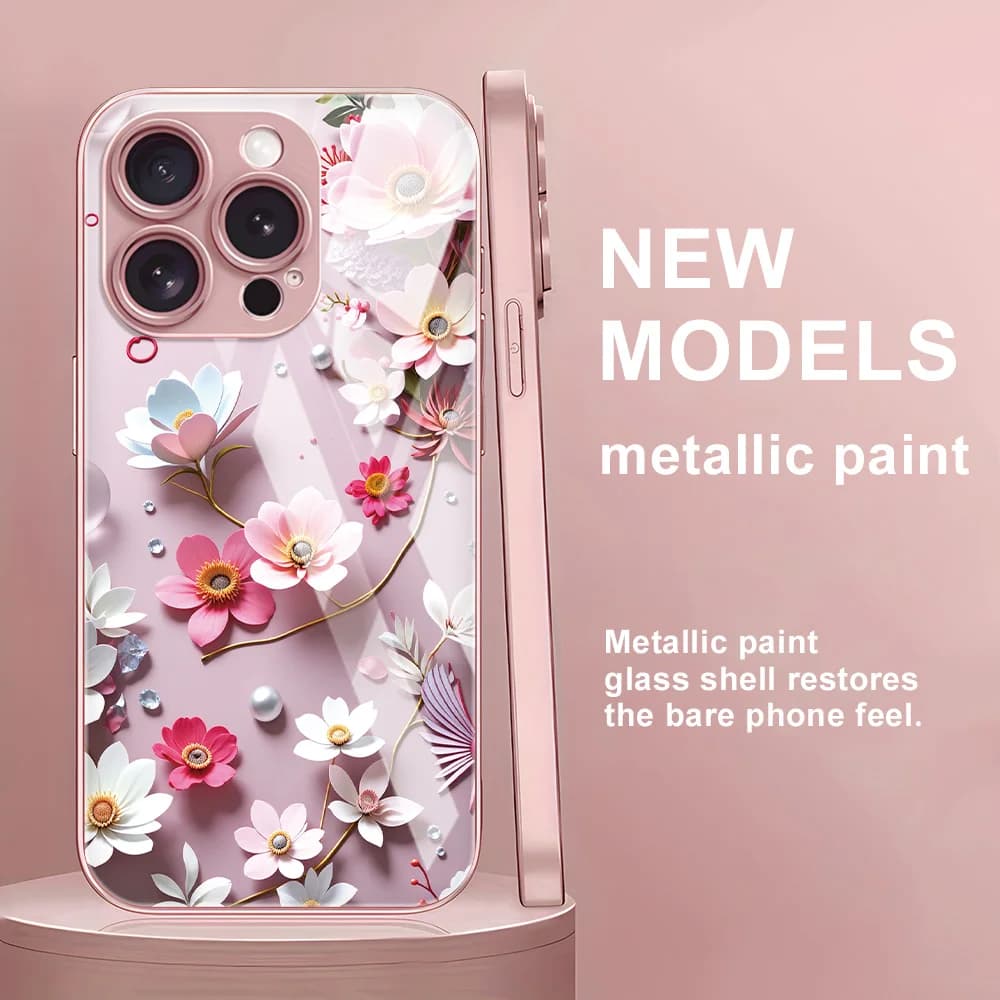 Custodia per telefono con fiori multicolori in vetro temperato per iPhone 17 Pro Max 16 17 15 14 13 12 11 14 ProMax Custodia antiurto di lusso
