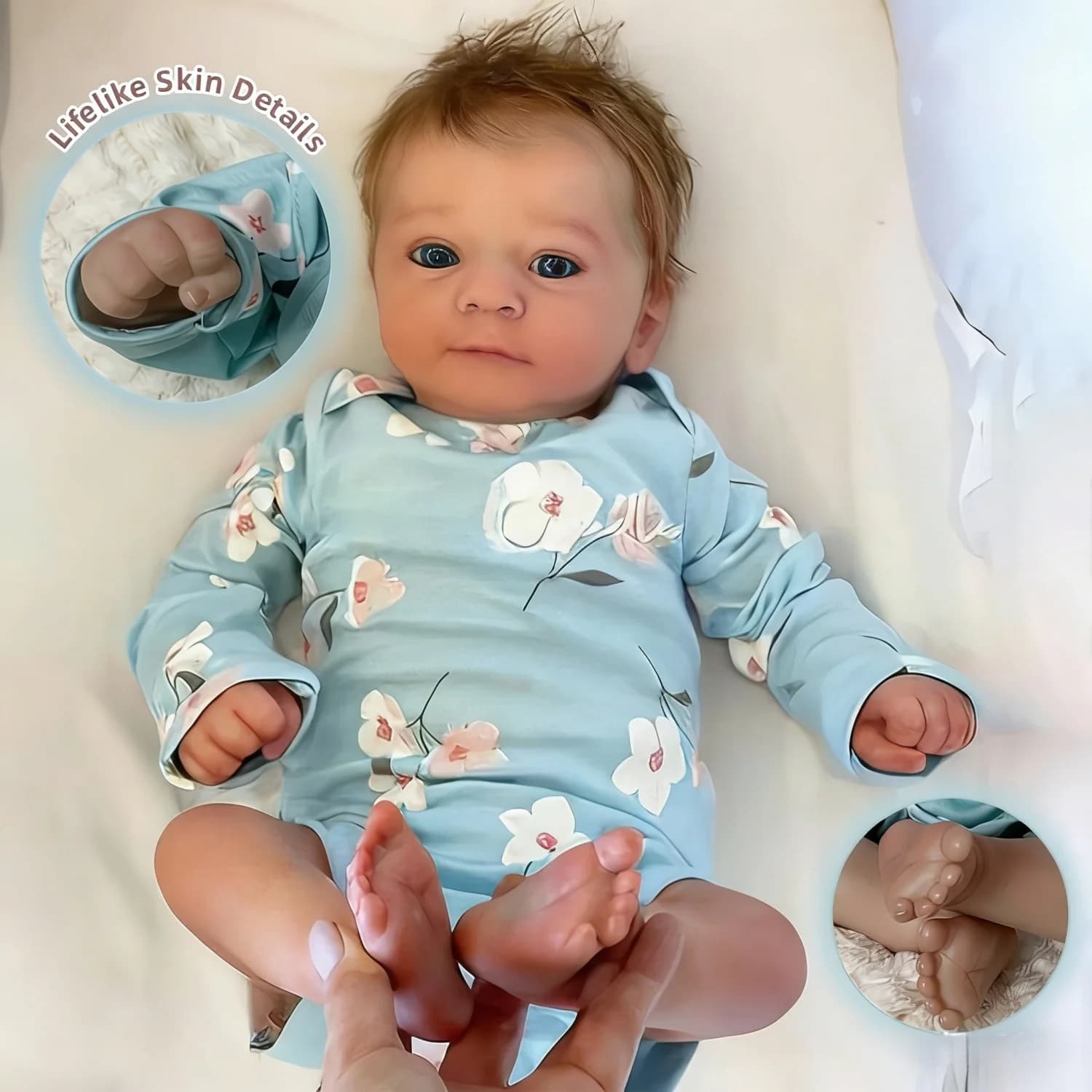 BZDOLL Cloth Body 45 CM 18 INCH 3D Skin Reborn Baby Doll Toy Lifelike Handmade Birthday Gift Lovely Toy Doll
