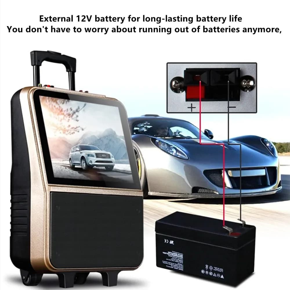 Altoparlante audio video portatile esterno Bluetooth WiFi Trolley Suono Lettore musicale Macchina per karaoke Ricarica microfono wireless MP3