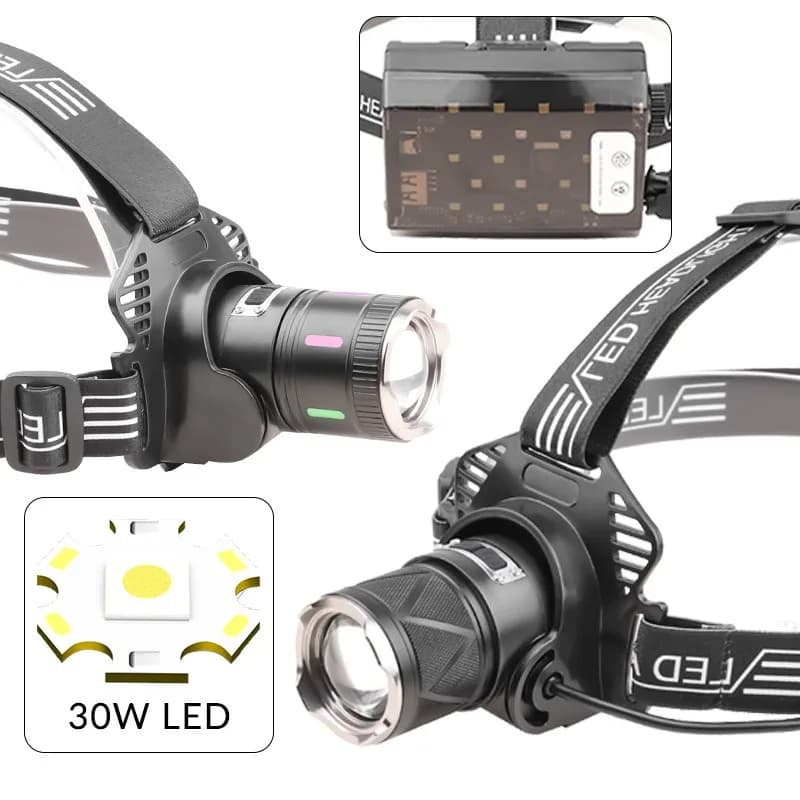 New White Laser Induction Headlamp Zoomable USB Rechargeable Strong Light Long Range Fishing Headlight With Power Bank