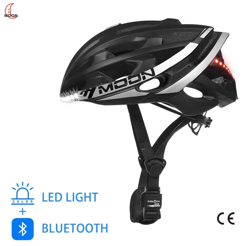MOON Casco da bici Strada Montagna Ciclismo con Bluetooth multifunzione Musica Phonecall Spia LED Sicurezza