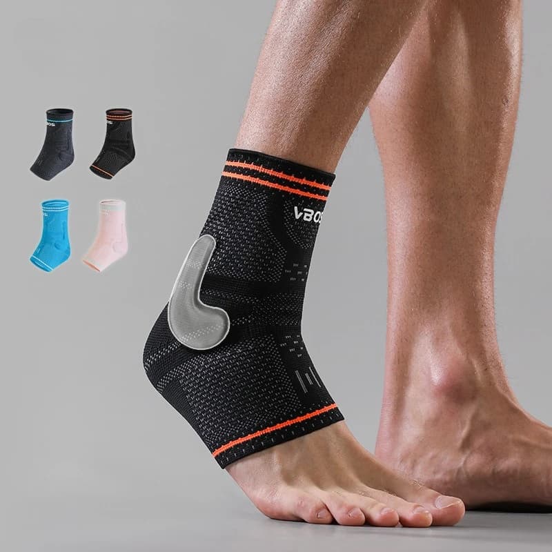 Supporto per caviglia a compressione in maglia con imbottitura in silicone, protezione anti-distorsione per basket, calcio, sport, corsa, ciclismo (1 pezzo)