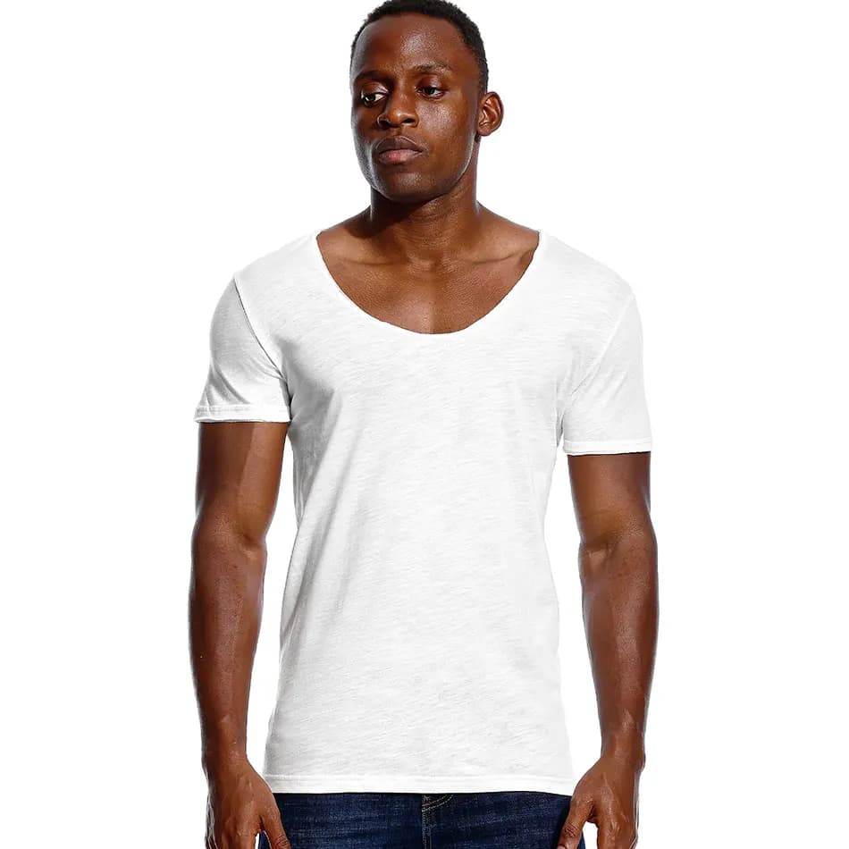 T-shirt a maniche corte Slim Fit scollo a V profondo per uomo Low Cut Stretch Vee Top Tees moda uomo Tshirt invisibile Casual estate