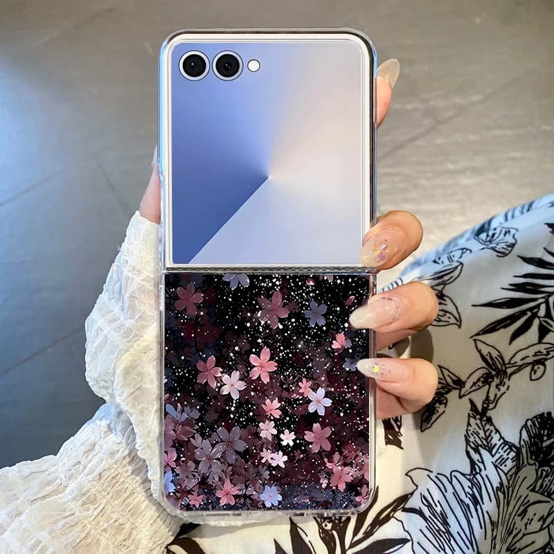 Cherry Blossom Phone Case For Samsung Galaxy Z Flip 7 6 5 4 3 5G Hard Folding Cover For Galaxy Z Flip7 Flip6 Flip5 Flip4 Flip3