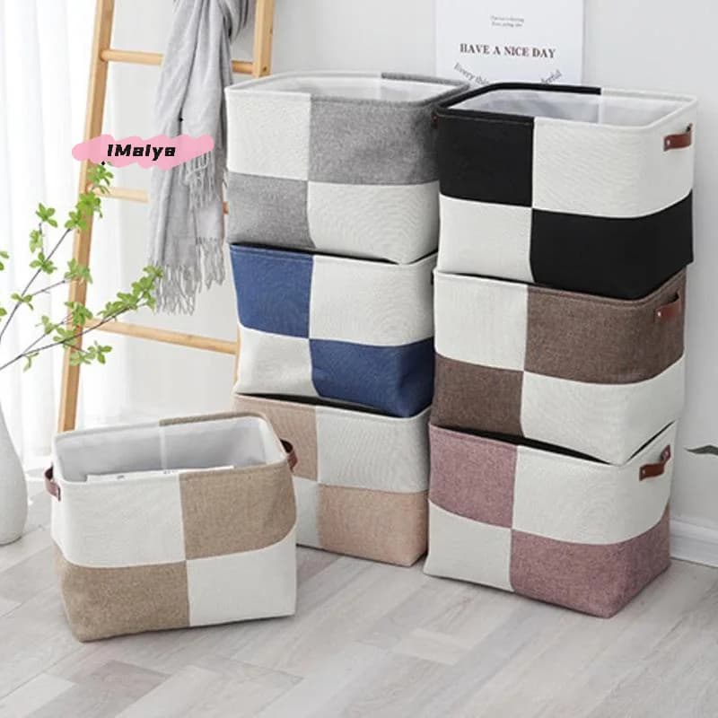 Cesto Portaoggetti Pieghevole in Lino M-40x30x30CM, Organizzatore per Casa, per Calzini, Biancheria Intima, Giocattoli per Bambini