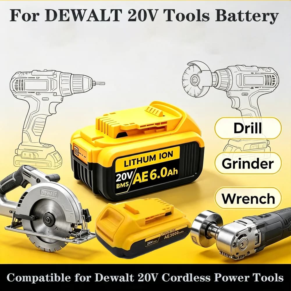 High Capacity 18V/20V 3.0Ah 6.0Ah 12.0Ah Li-ion Battery For DeWalt Drill Impact Wrench Grinder DCD887 DCD805 DCF860 DCF880 tools