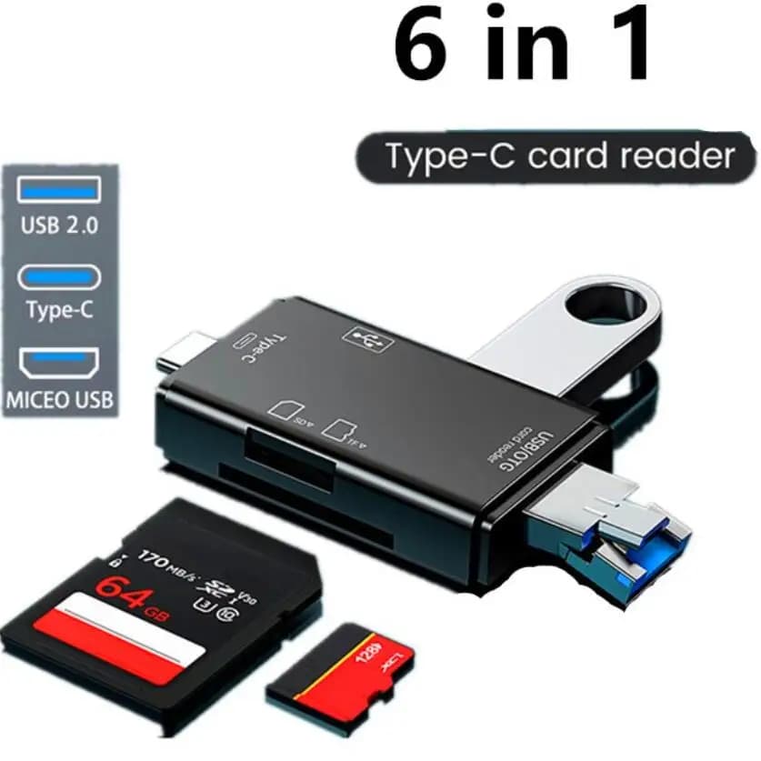 Otg type C 6 card reader in 1 USB 2.0 TF Mirco SD card adapter for smart memory flash drive Micro mobile phone accessories