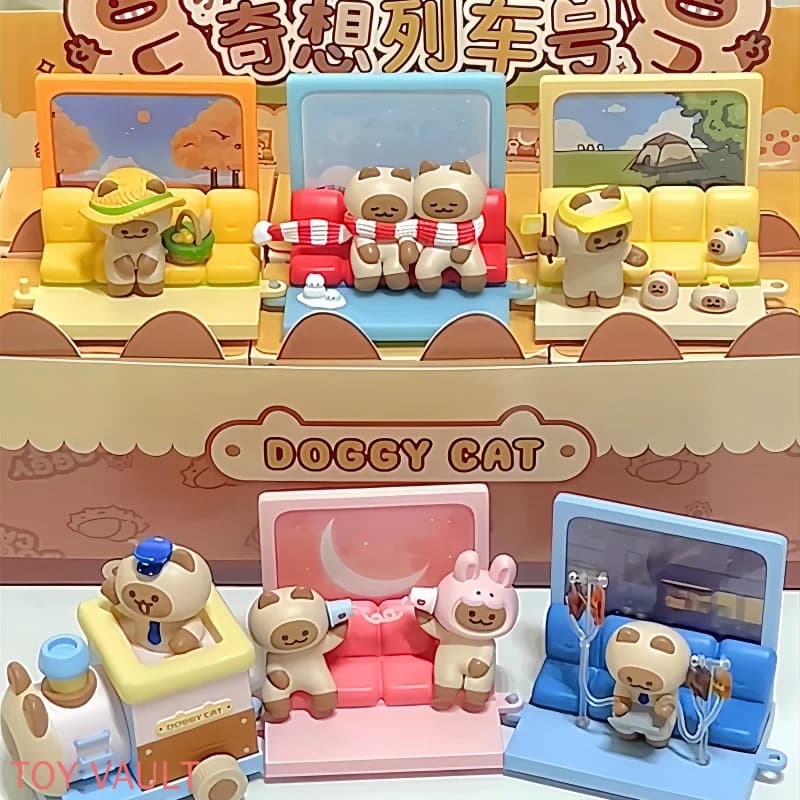 Genuine Kkv Doggy Cat Fantasy Train Number Series Blind Box Mystery Box Caixa Caja Dolls Gift Anime Action Figure Toys Gifts