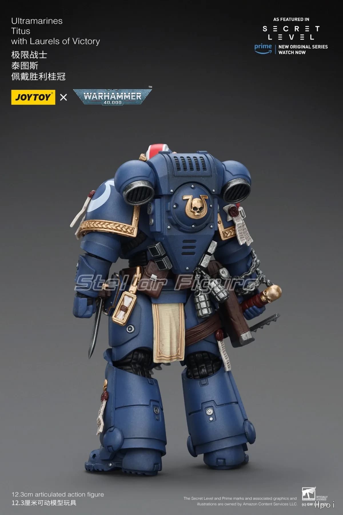 【SF】JOYTOY Warhammer 40K 1/18 Action Figure Ultramarines Titus con Laurels of Victory Modello Giocattoli Regali Collezione Ornamenti