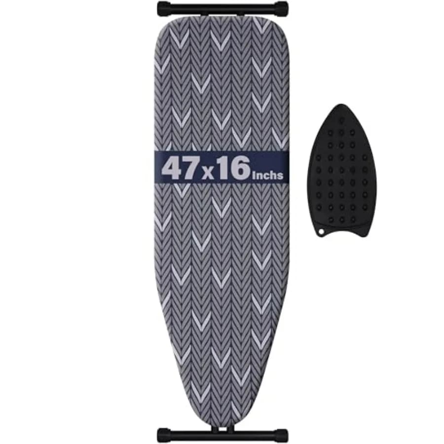 Ironing Board Full Size, Metal Construction Iron Board with Extra Thick Heavy Duty Padded Cover, Stable Structure, Anti-Skid Fe