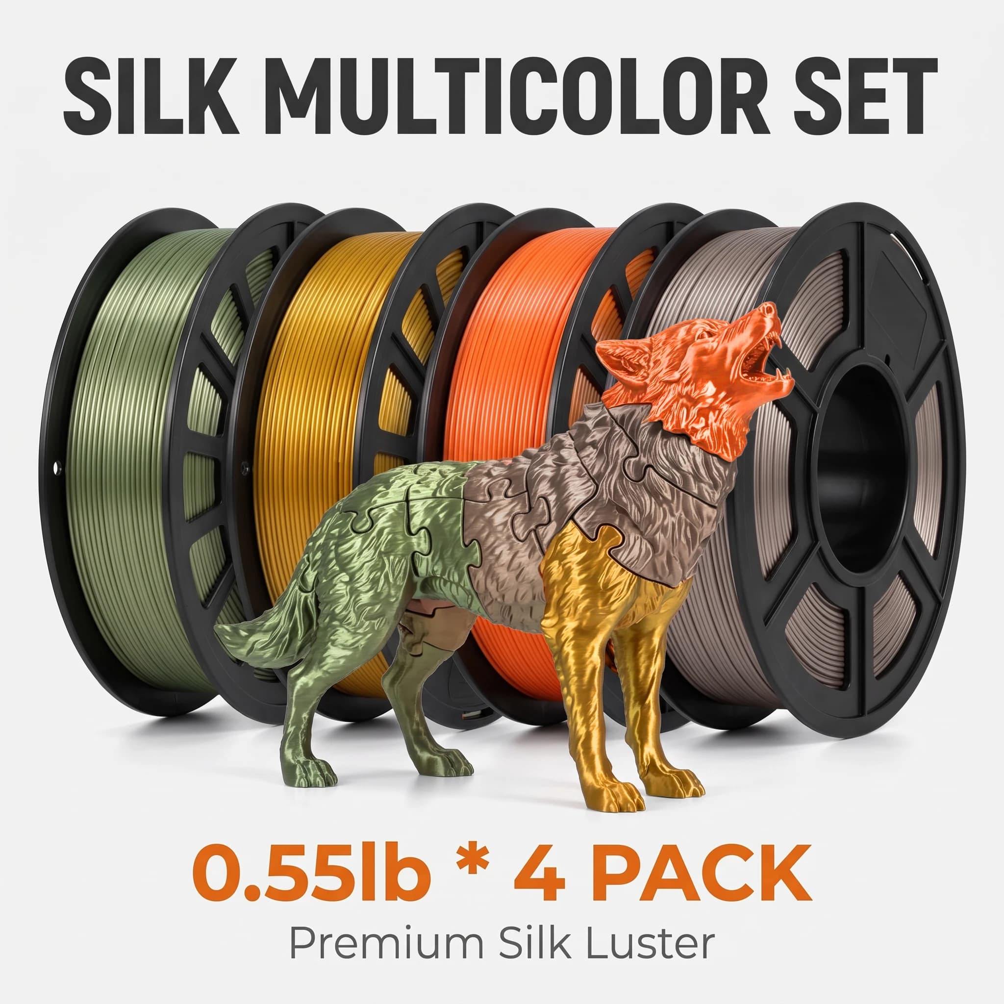 Silk Metallic PLA 3D Filament 1.75mm 0.44/0.55/1.1/2.2LBS Bronze Dark Gold Orange Rose Gold For All FDM Printers
