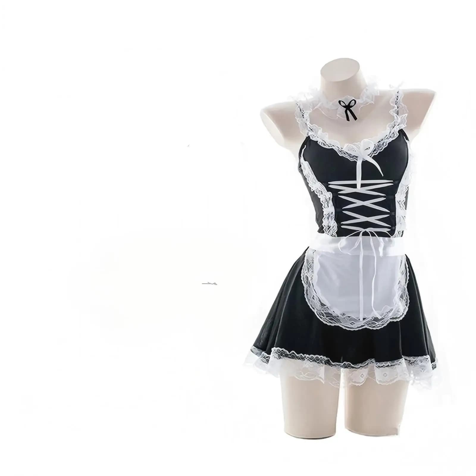 Complete Women's Sexy Lingerie Set: Open bra, Miniskirt, Garters and Exotic Cosplay Costume - Hot!