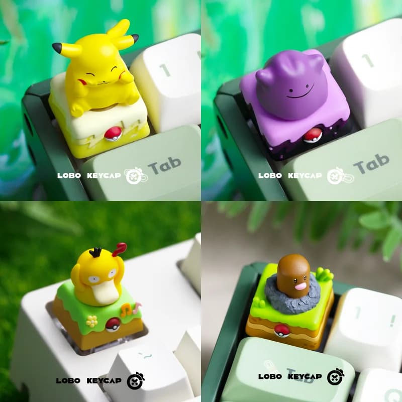 Keycap 3D in Resina Pokemon Pikachu, Accessorio Anime per Tastiera Meccanica, Decorazione Rotante Kawaii, Regalo per Fan
