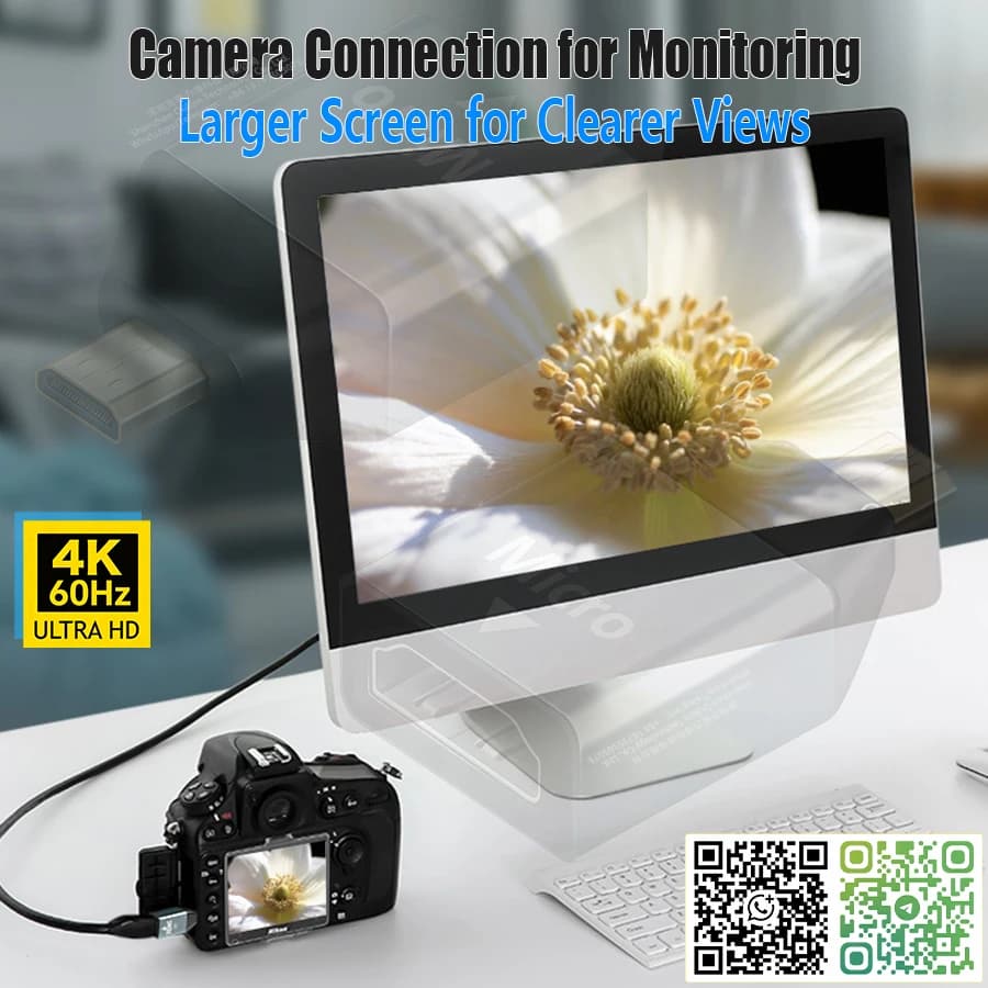 Micro-HDMI or Mini-HDMI to HDMI 4K 60Hz Converter,4K HDMI Male Female Gender Adapter for Laptop, camera, camcorder to monitor