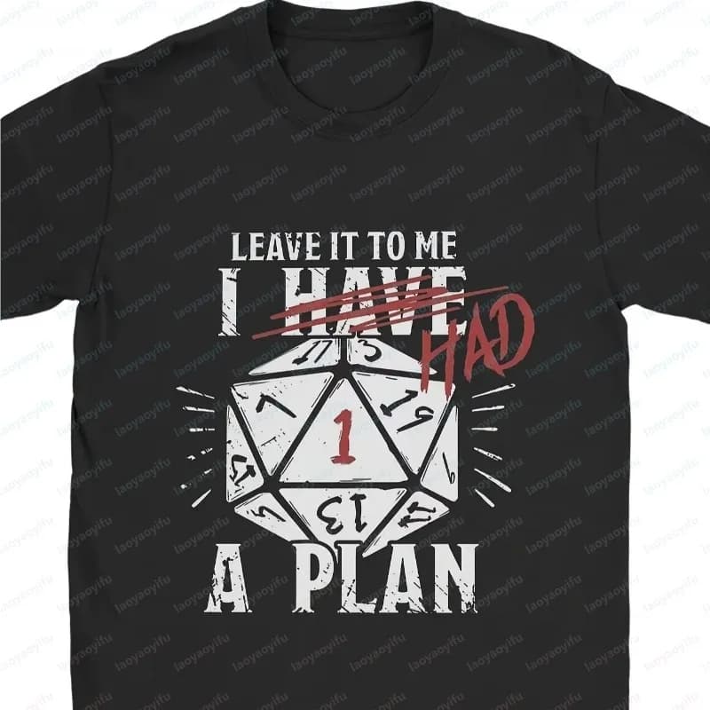 T-shirt da uomo D20 Dice Tabletop RPG, con stampa 'Lascialo a me, ho un piano', casual, a maniche corte, regalo per i fan di Dungeons & Dragons