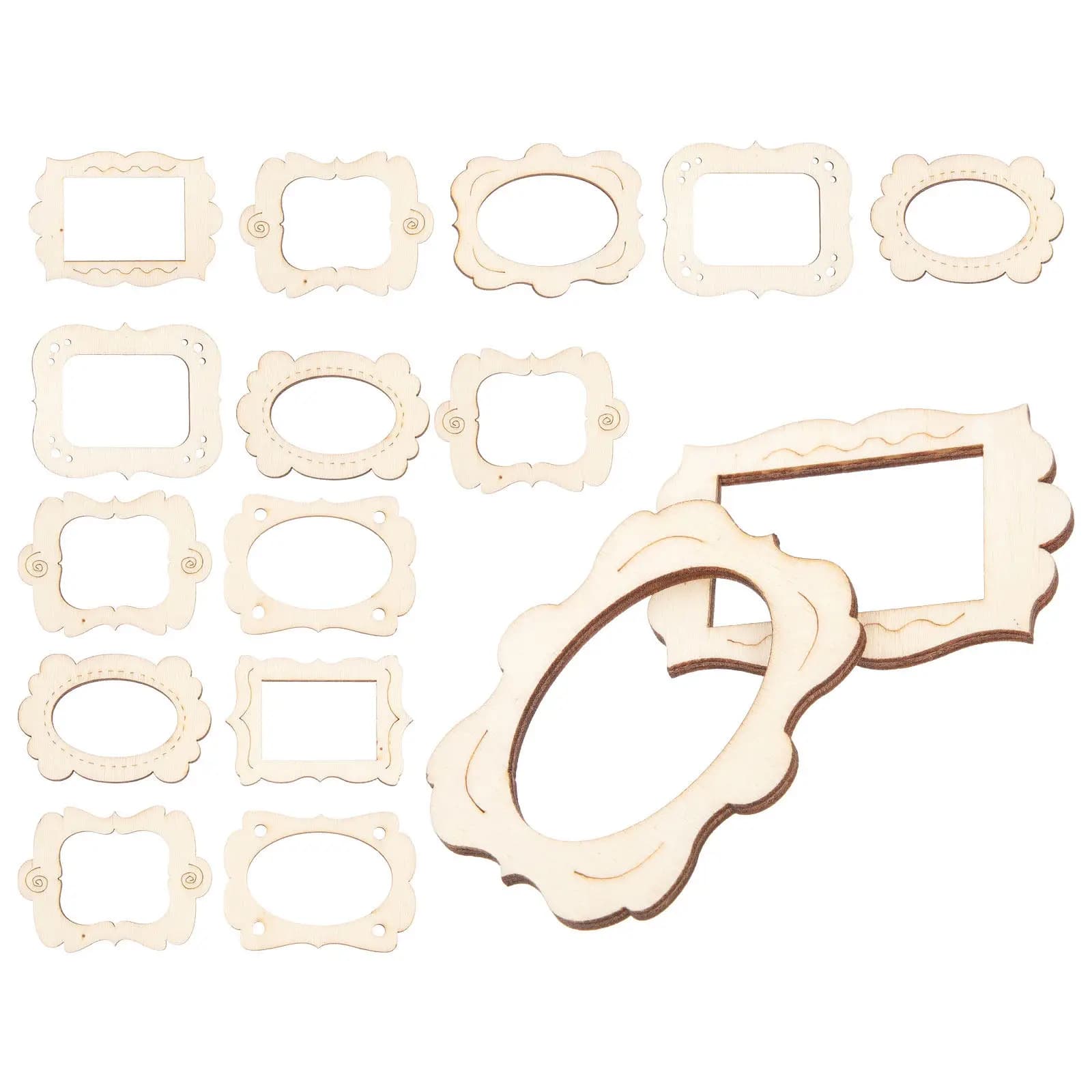 20 Pieces of Frames in Solid Wood, Natural Wood Pendants Unfinished for Fa-da-Te Jewelry, Home Decorations and Craft Projects