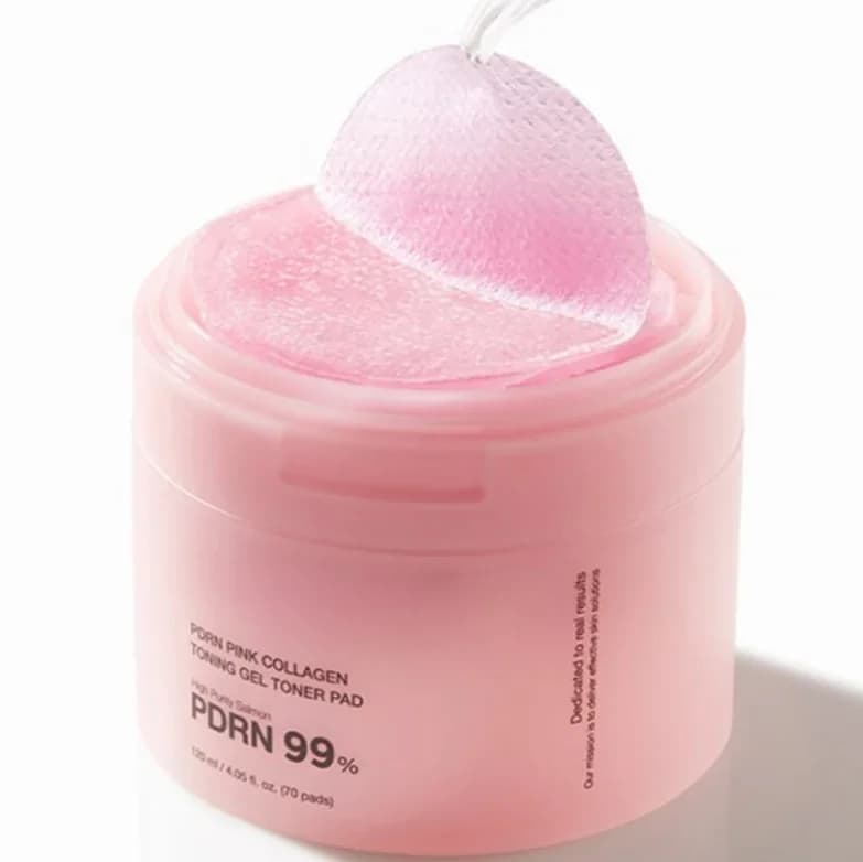 70pieces Improve Rough Skin Korea Face Care High Purity Salmon Moisturizing Cotton Sheet PDRN Pink Collagen Toning Gel Toner Pad