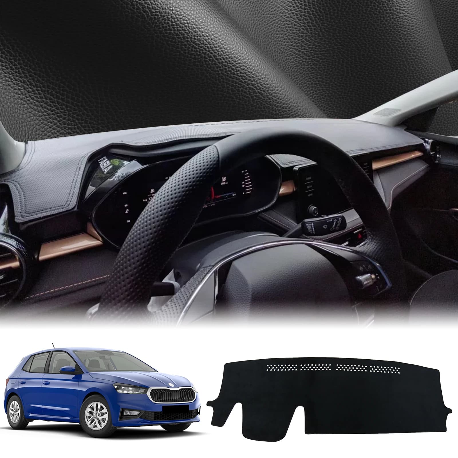 fit for Skoda Fabia 2023 2024 2025 2026 Car Dashmat Dashboard Cover Pad DashMat Sunshade Protective Carpet Accessories