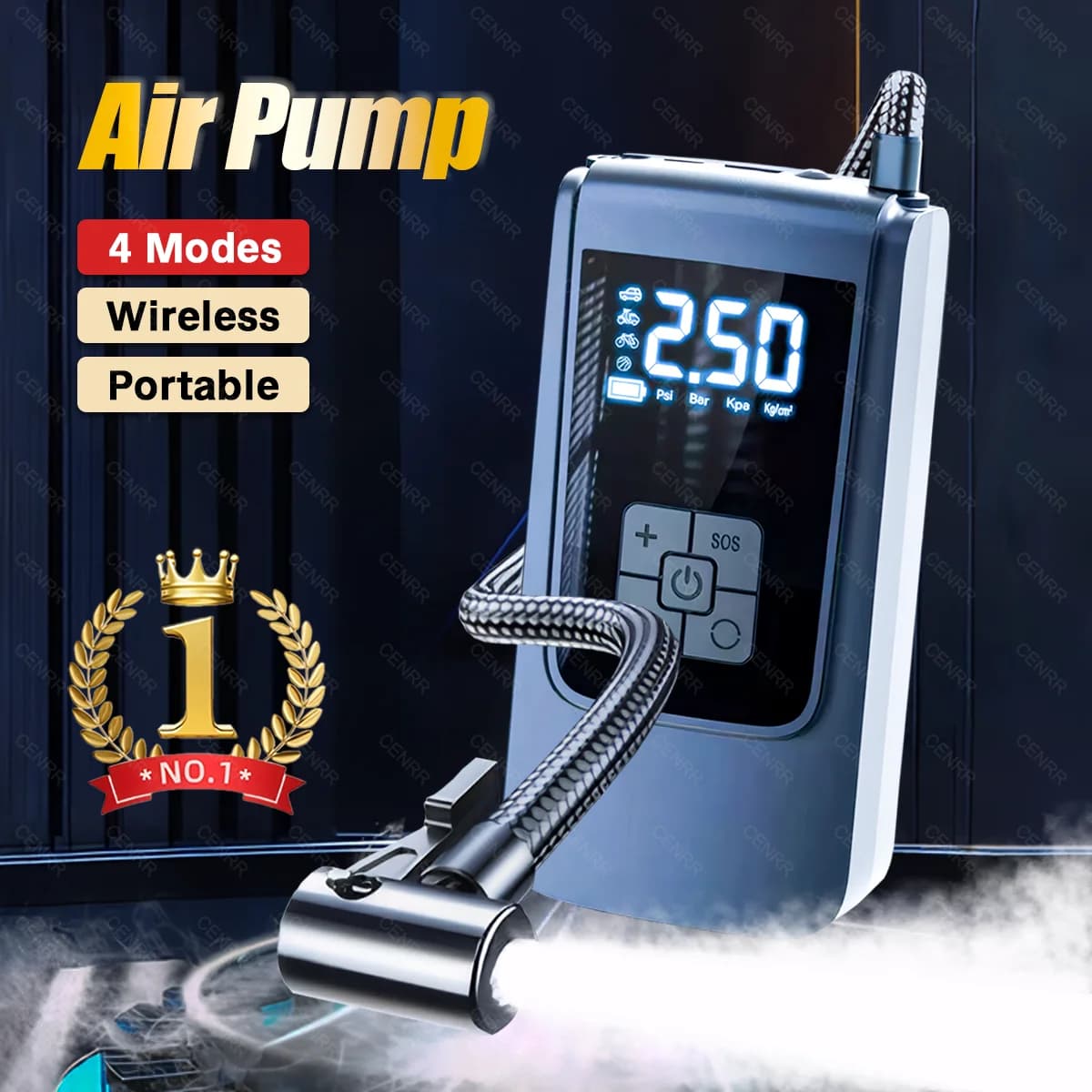 Portable Car Air Pump Wireless Air Compressor Electric Tire Inflator with LCD Digital Display for Car Motorcycles Bicycle Ball
