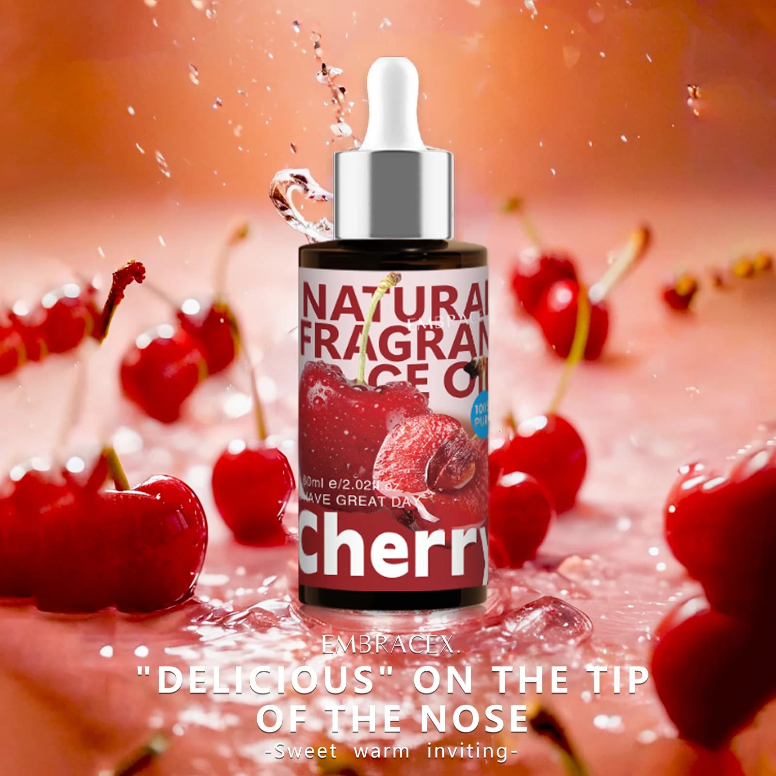 60 ml of essential cherry oil, fruit fragrance, sweet scent, long lasting candle, aromatherapy creation for car, gift for friends