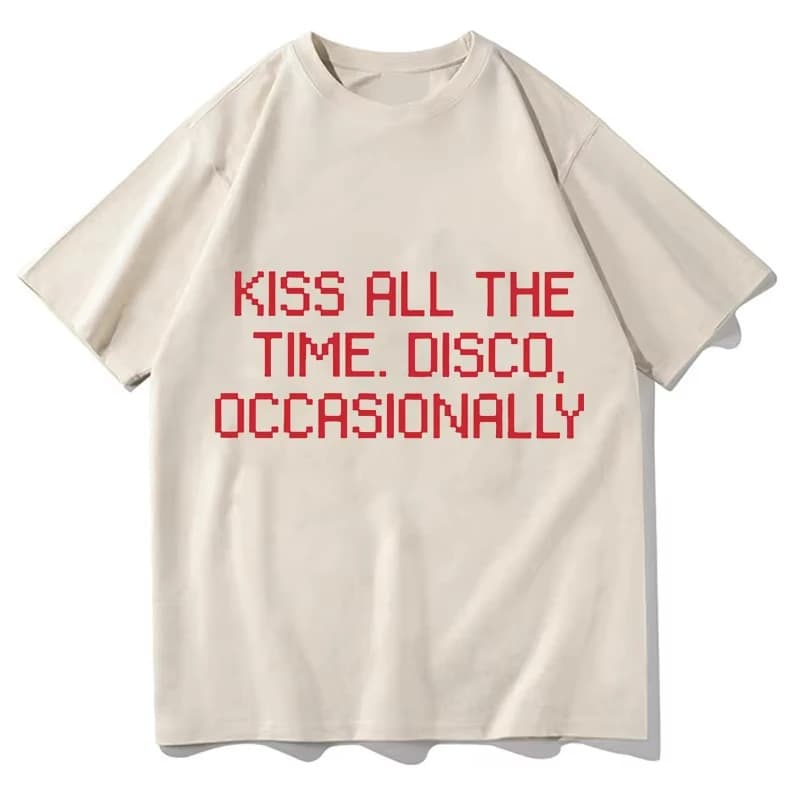 Kiss All The Time Disco Occasionally T-Shirts Pure Cotton Fashion Casual Aesthetic Summer Fans Unisex T Shirts Short Sleeve Tops