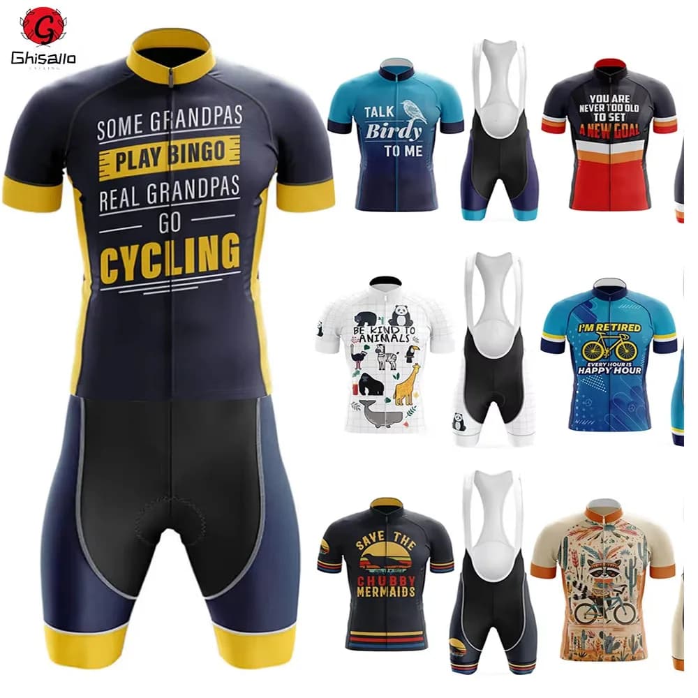 Set maglia da ciclismo per uomo, tuta da bicicletta, manica estiva, pantaloncini con bretelle, abbigliamento della squadra Por, imbottitura in gel 20D, durata, 21 nuovi stili, 10