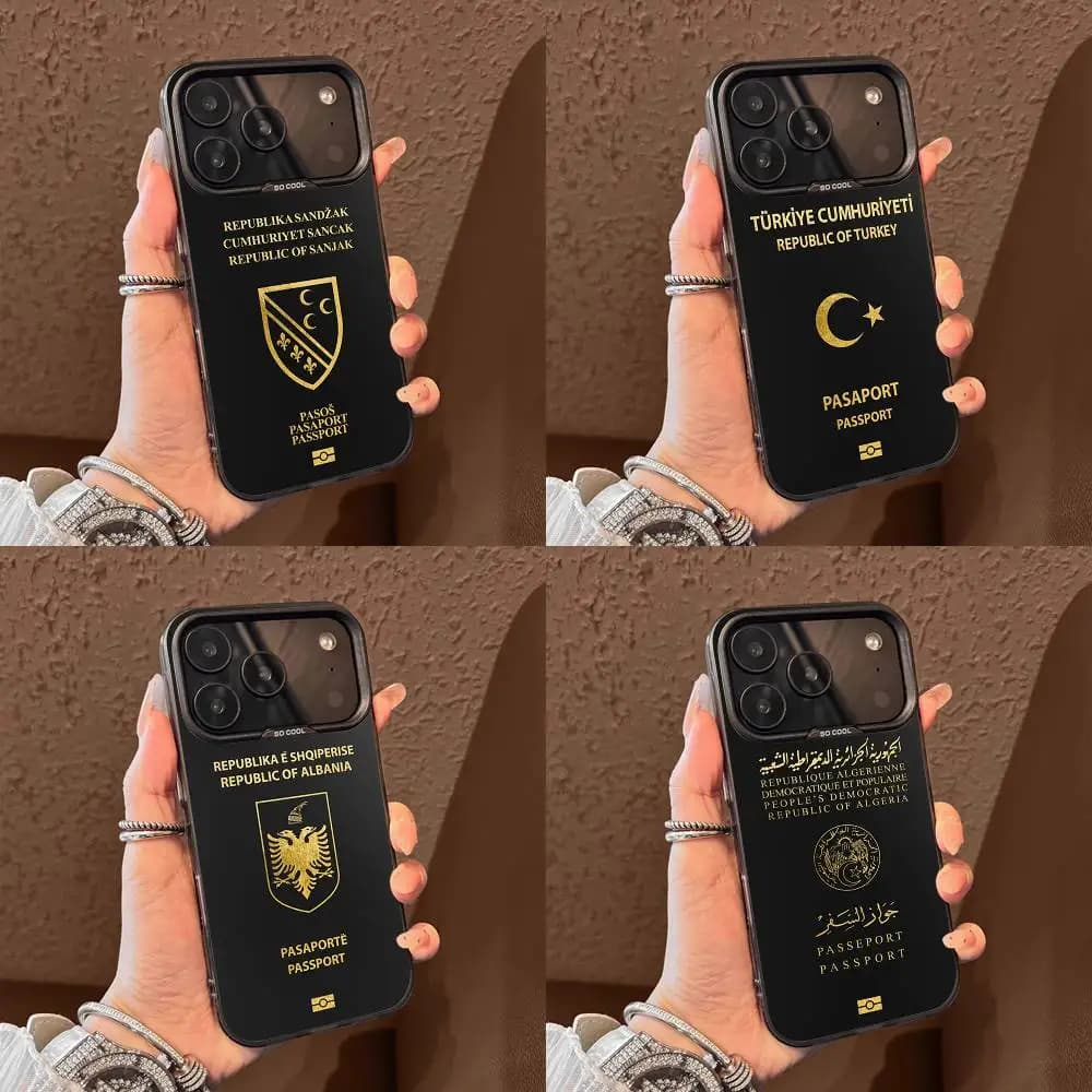 Albania Italia Turchia Sandzak Libano Marocco Custodia per passaporto per iPhone 17,16,15,14,13,12,11,Pro,Max,Plus,E,Air,Mini Tpu