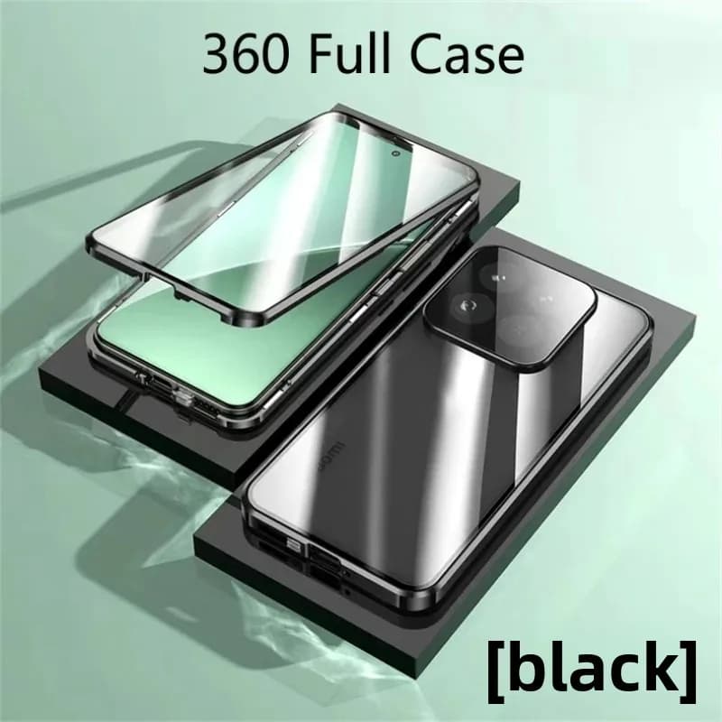 360 Custodia Completa Per Xiaomi 15T Pro 14T/13T 15 Ultra Pro Double Sided Adsorbimento Magnetico Metallo Capa Vetro Temperante Copertura Del Telefono