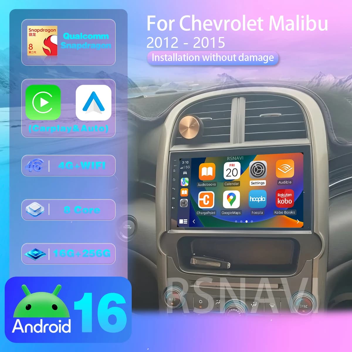 Android 16 For Chevrolet Malibu 2012-2015 Carplay Auto Car Radio Multimedia Player Autoradio DSP GPS Stereo Snapdragon WIFI+4G