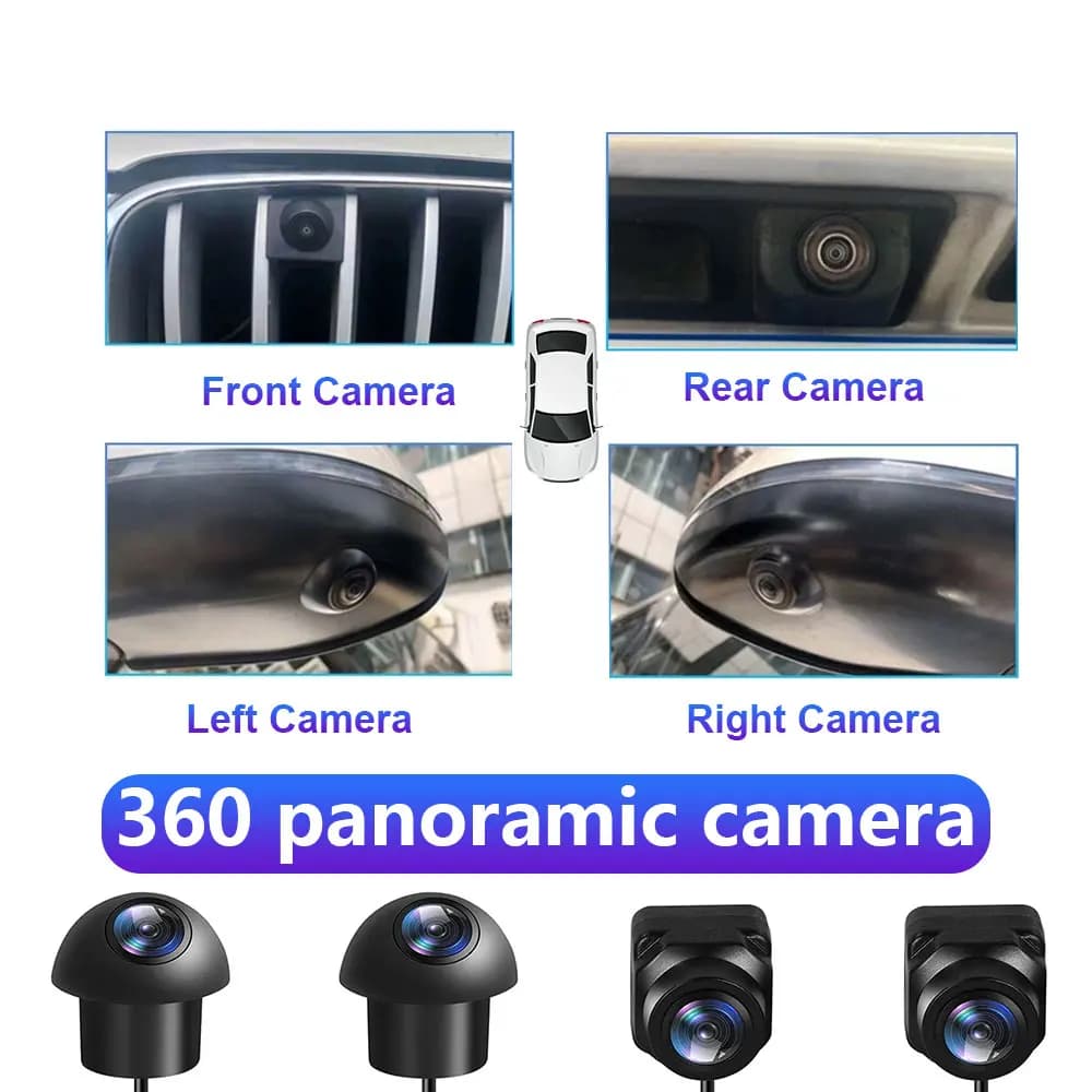 Accessori Auto 360 ° Radio Android per auto con telecamera panoramica 3D, visione anteriore e posteriore, dashcam sinistra e destra 1080P
