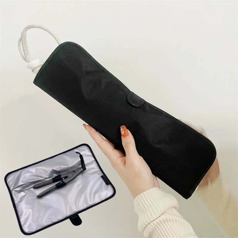 Heat Resistant Flat Iron Case Hair Straightener Mat & Pouch Curling Iron Holder Travel Curling Iron Hair Straightener Organizer