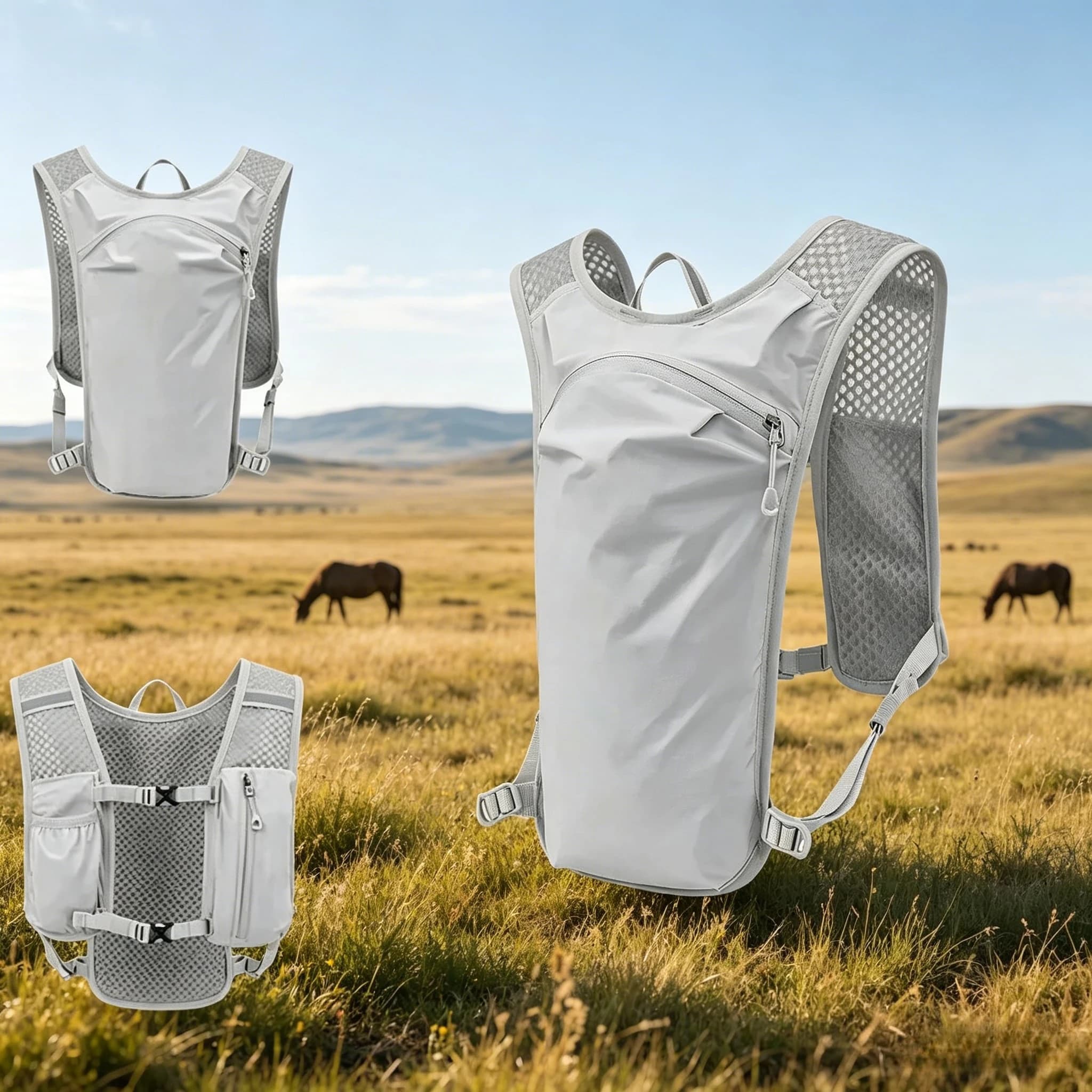 Gilet Idratazione Outdoor Regolabile con Tasca per Telefono, Leggero per Corsa, Escursionismo e Ciclismo