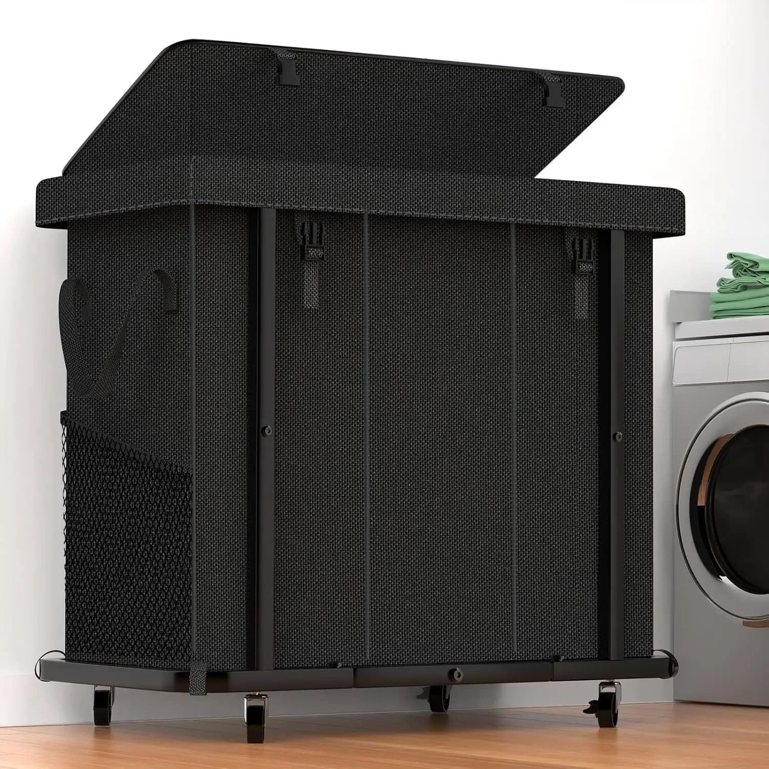 Large 60 Gallon Bucato Basket with Wheels, Removable Bag, Metal Structure, 3 Bedroom Parts or Laundry