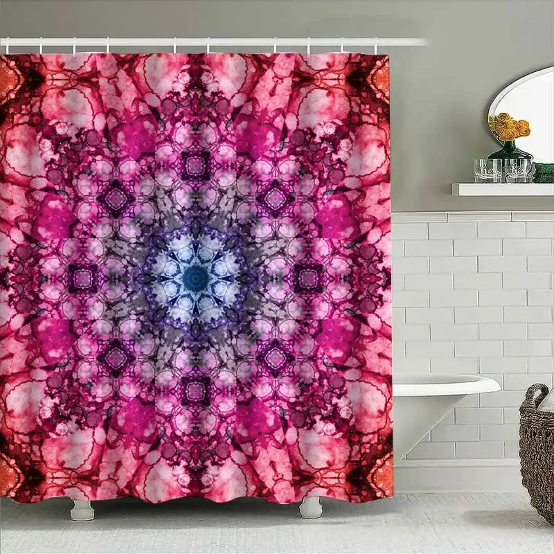 Bellissimo tenda da doccia mandala rosa viola blu nero bianco tessuto impermeabile per arredamento bagno dimensioni personalizzabili (180x240 cm)