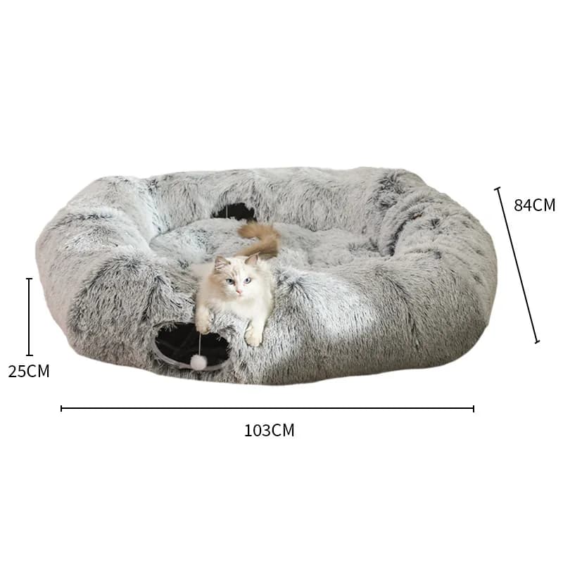 Square Cat Tunnel, Winter Warm Cat Bed, Pet Toy, Cat House, 4 in 1 Play Set, Durable and Cozy, for Indoor and Outdoor Use