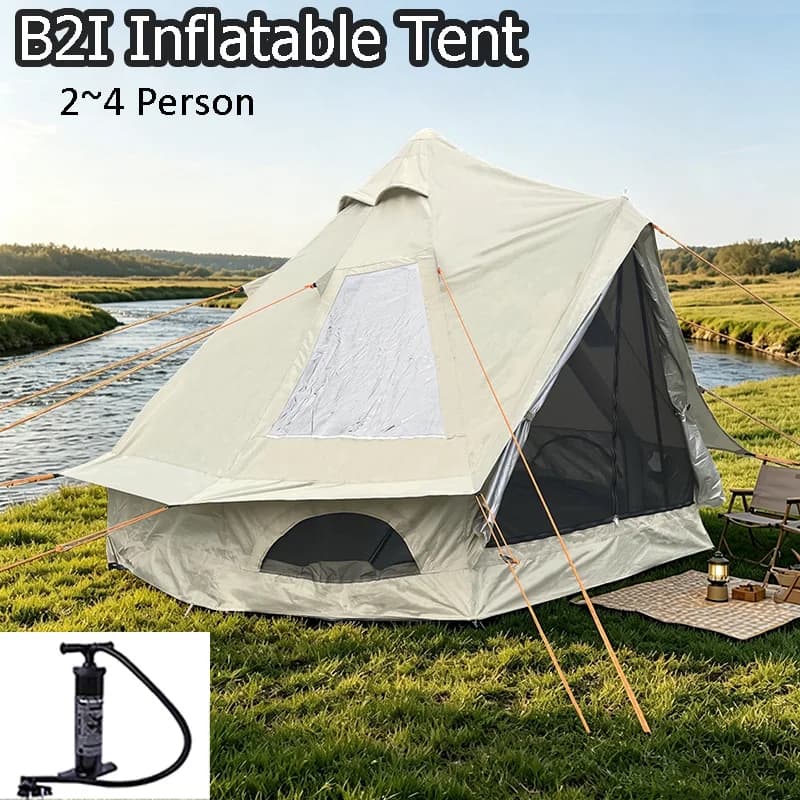 DANCHEL B2I Inflatable Tent for Camping, 3M, Oxford 300D, Yurt at Campana, Tent 4 Seasons with Hole for Stove, Glamping