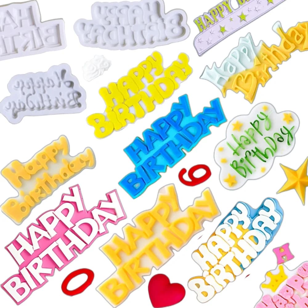 Tipi 3D Buon Compleanno Lettere Numeri Stampi In Silicone Per Gelatina di Ghiaccio Stampo Per Cioccolato Strumenti di Decorazione Della Torta Moule a Gateaux m2522