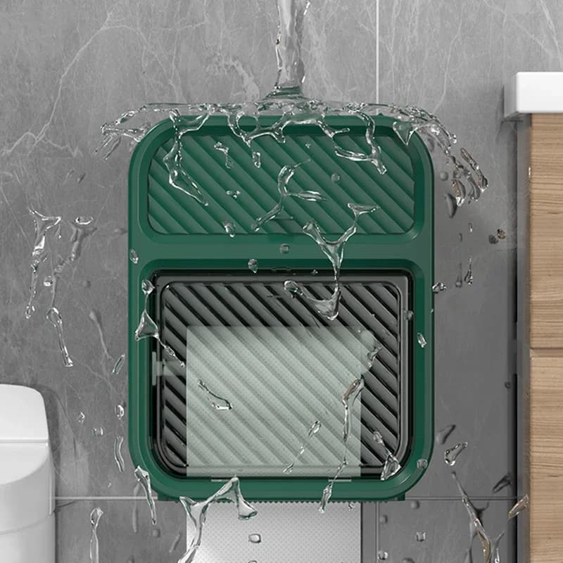Scatola portaoggetti multifunzionale per carta igienica a doppio strato Porta fazzoletti da bagno impermeabile senza punzonatura con cassetto
