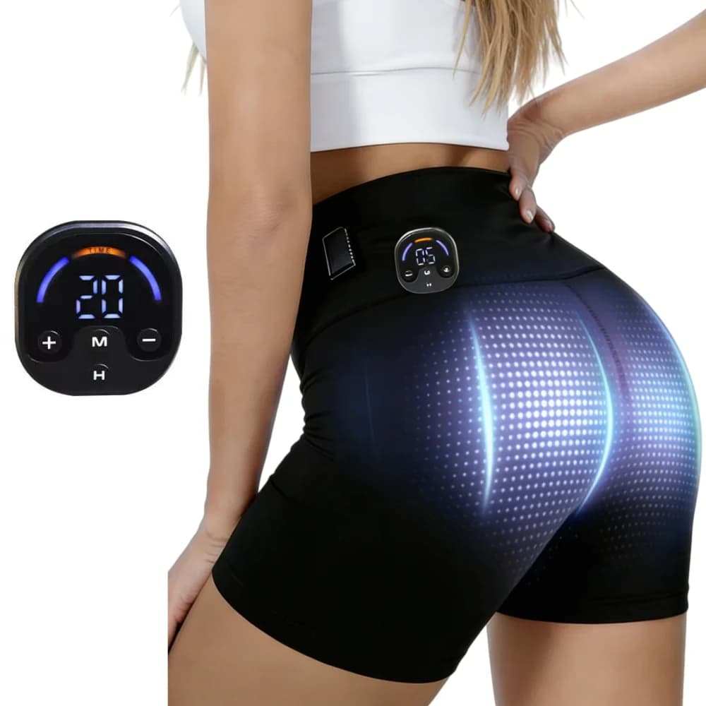 Pantaloncini EMS Tonificanti 6 Modalità 30 Livelli, Pantaloni Yoga Solleva Glutei, Allenatore del Pavimento Pelvico per Dimagrimento Cosce e Fianchi, Massaggio Modellante Corpo