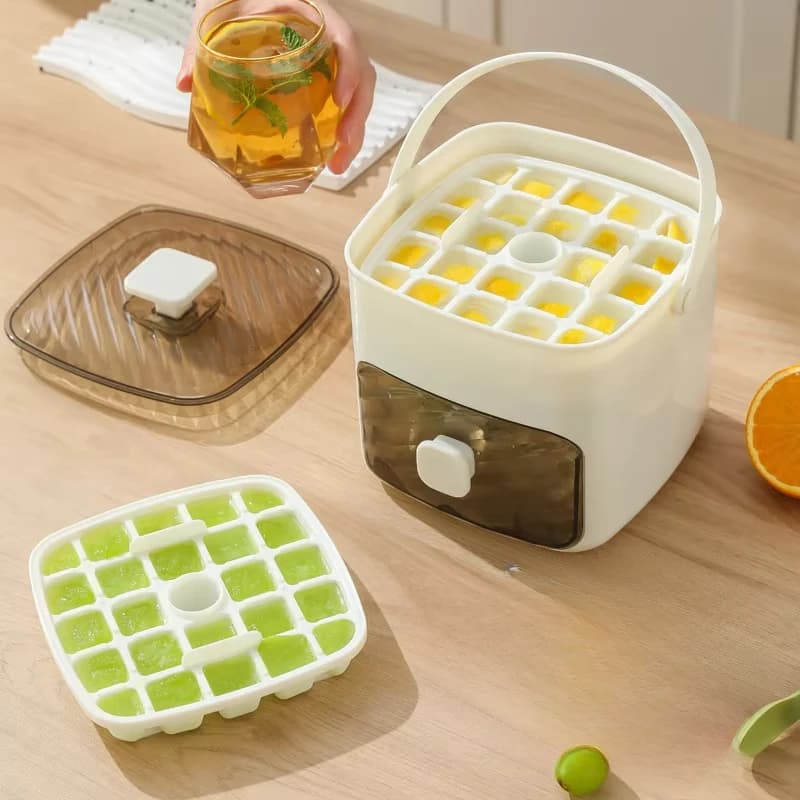 Stampo per cubetti di ghiaccio tipo pressa portatile Nuova scatola per la produzione di ghiaccio multistrato per uso domestico Tipo di cassetto Macchina per ghiaccio multiuso