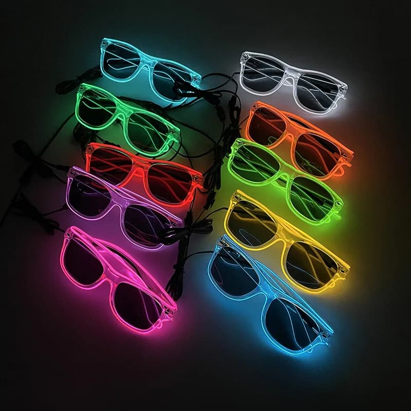 Occhiali LED Luminosi al Neon, Occhiali da Sole Lampeggianti per Feste, Occhiali Luminosi con Filo EL, Gafas Luminose, Regalo Originale