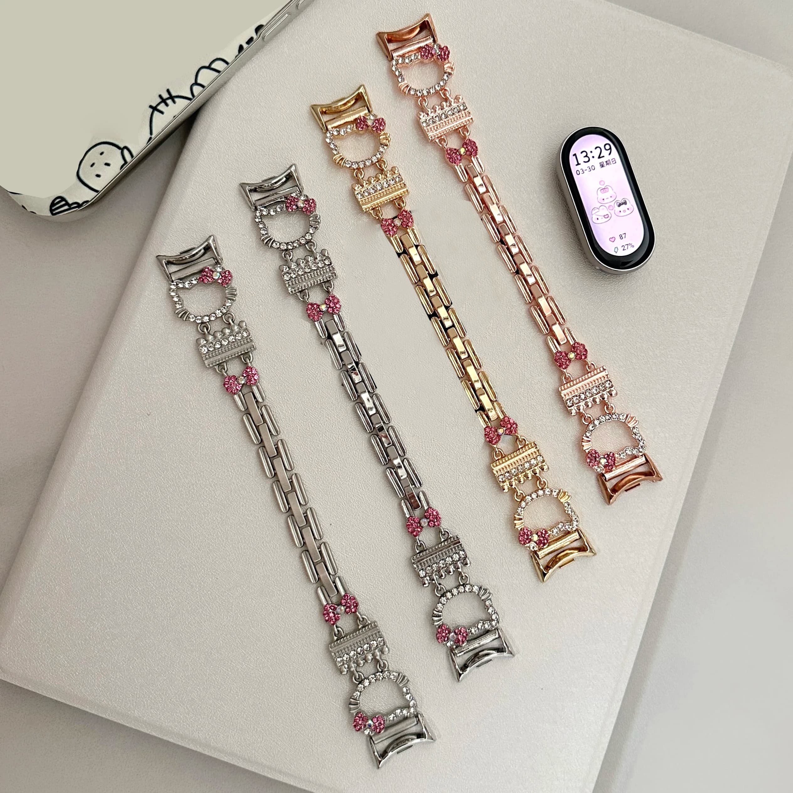 Simpatico cinturino scintillante per Xiaomi Smart Band 8 9 8 Pro 9 Pro Bracciale da ragazza per Redmi Watch Watch4 5 Cinturino per il tempo libero alla moda