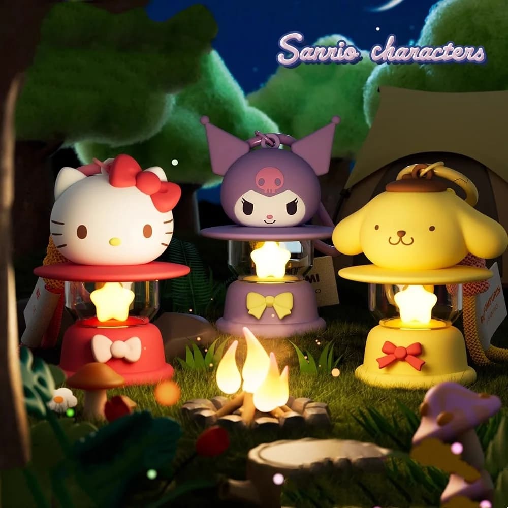 Cute Character Mini Lantern Keychain, Glowing Night Light Pendant, Creative Cartoon Key Ring Bag Charm