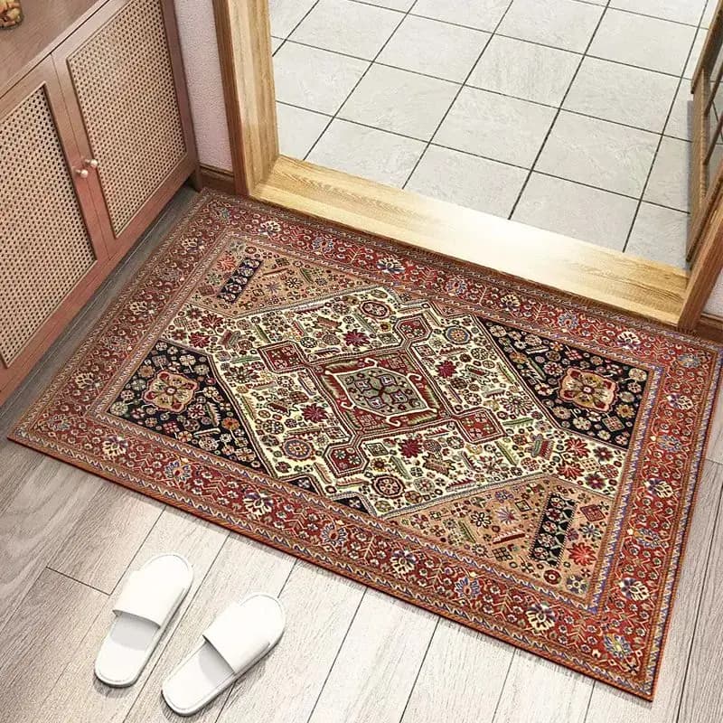 VIKAMA Vintage Bohemian Anti Slip Door Mat for Living Room Bedroom Kitchen Small Entrance Rug