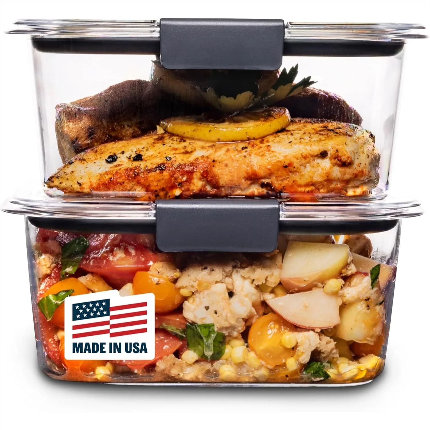 Food Storage Containers 4.7 Cup 2-Pack with Airtight Leak-Proof Lids for Meal Prep Lunch and Snacks