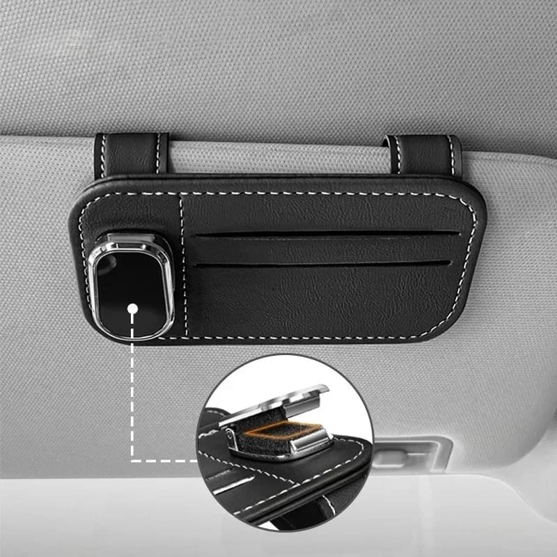 Porta carte con clip per occhiali da sole per auto Porta carte universale antigraffio per visiera parasole per auto Accessori porta occhiali per auto portatili