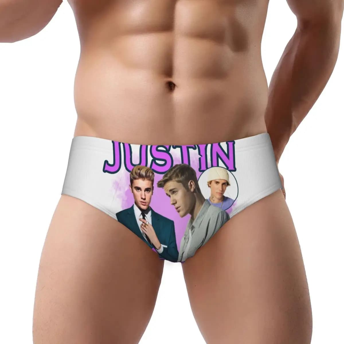 Slip personalizzati Justin Bieber Music Singer Intimo da uomo Comodi mutande elasticizzate