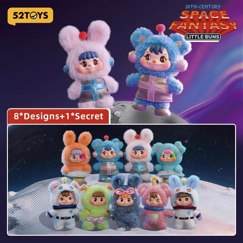 52TOYS Blind Box LITTLE BUNS 20th-Century Space Fantasy Series Plush Keychains Mystery Box Vinyl Plush Pendant Anime Figure